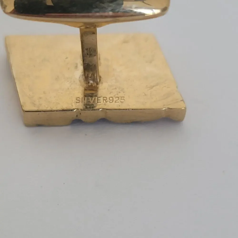 Yves Saint Laurent YSL Gold Tone Silver 925 Logo Cufflinks Designer Retro